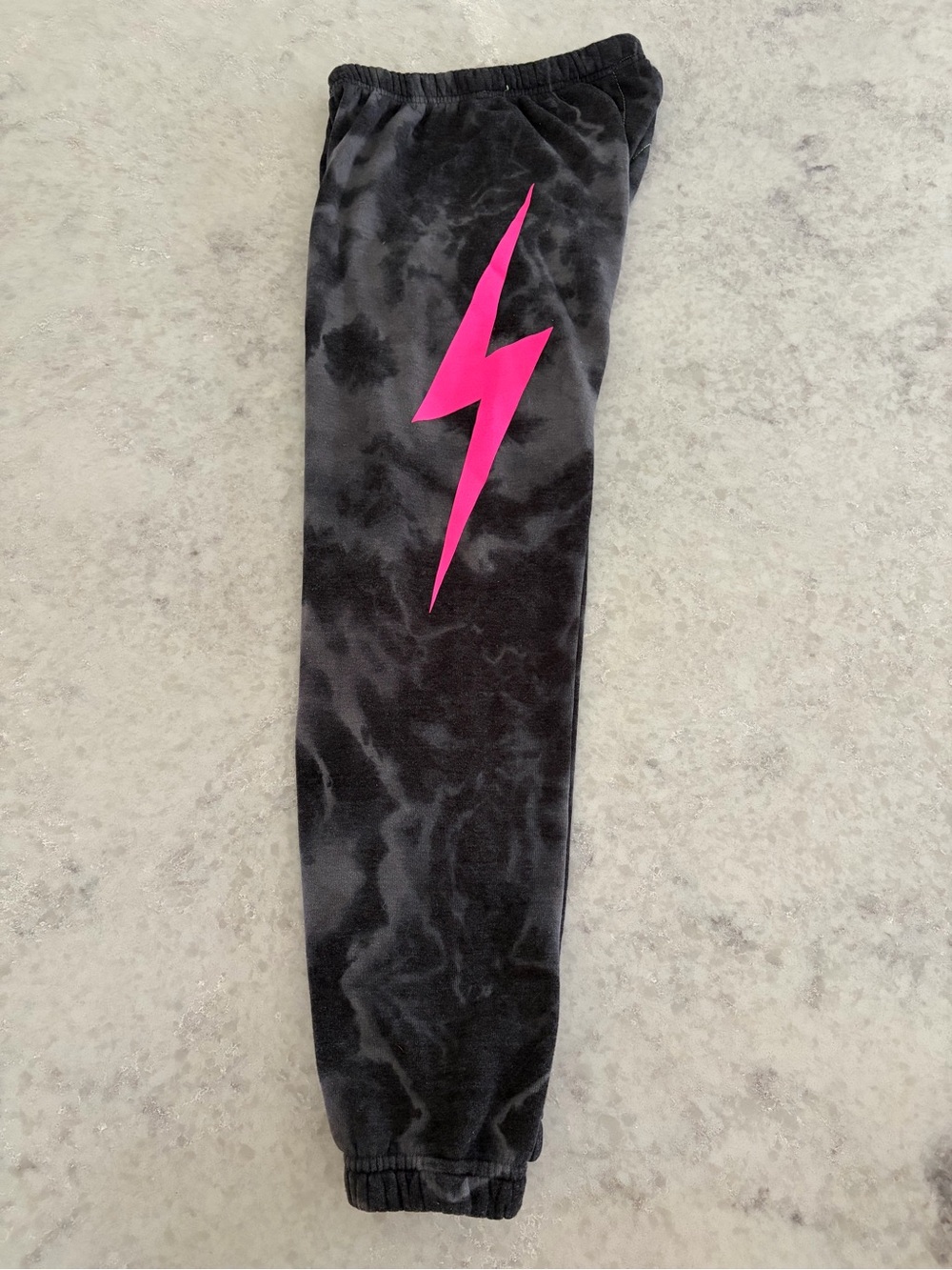 Aviator Nation Neon Pink Bolt Sweatpant Joggers - Black Gray Tie Dye / Size XS
